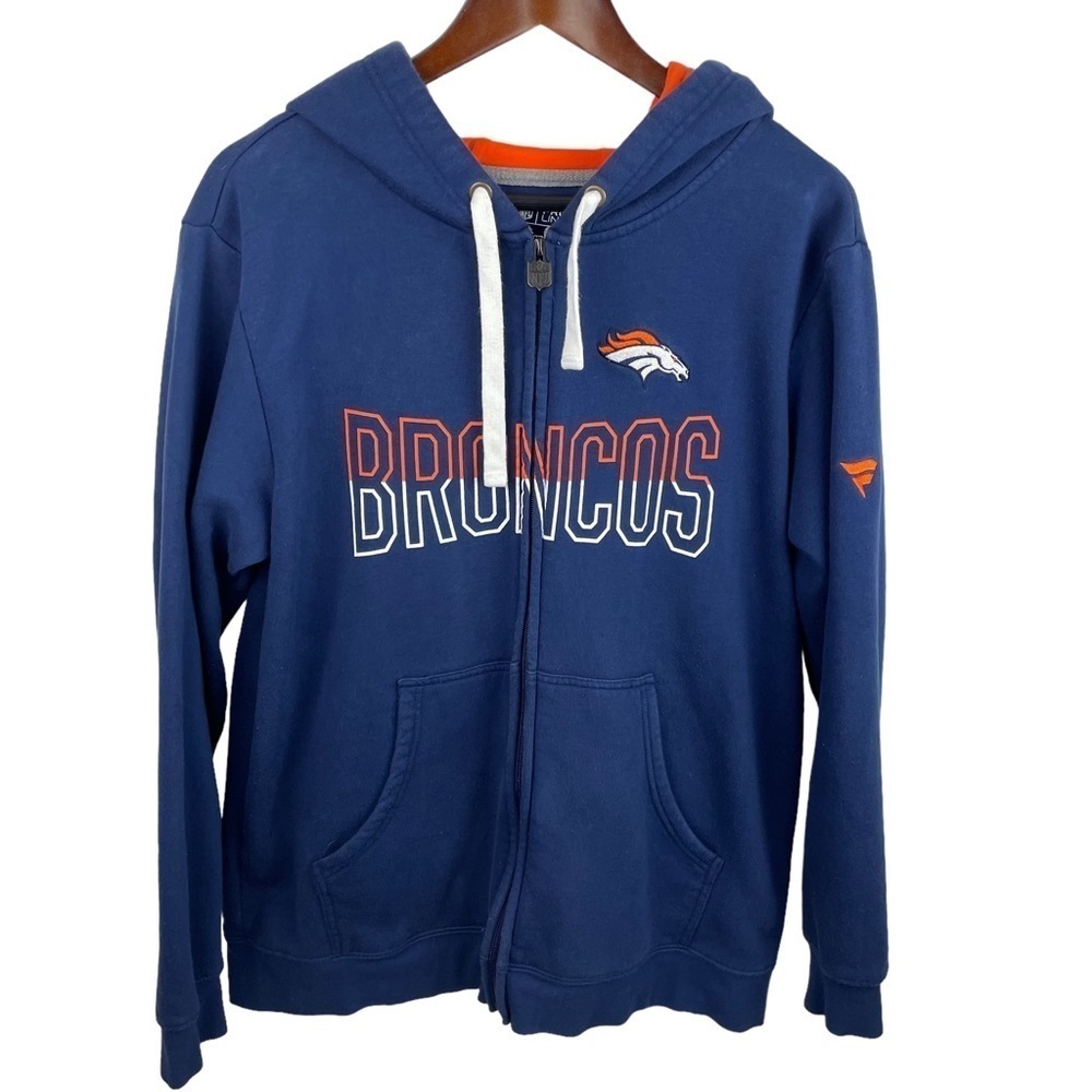 NFL Fanatics | Navy Orange Denver Broncos Full Zip Hooded Sweatshirt